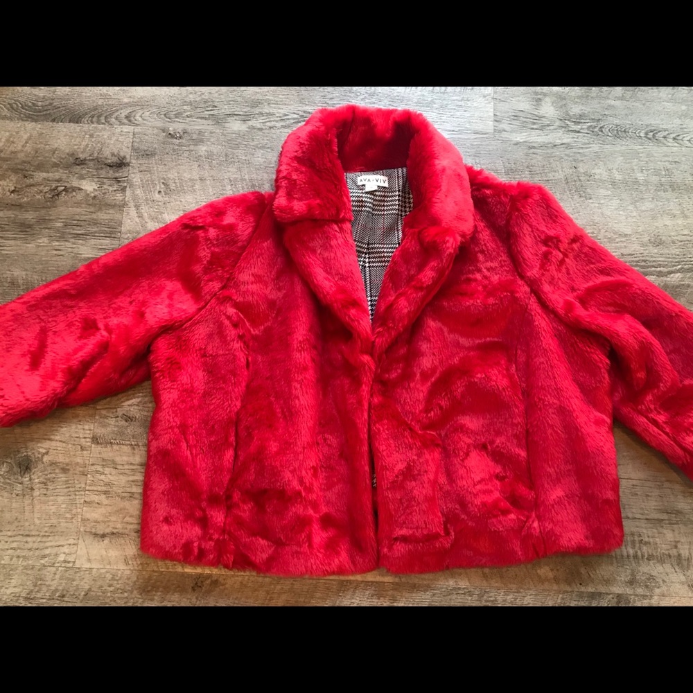 Ava & Viv Red Velvet Jacket